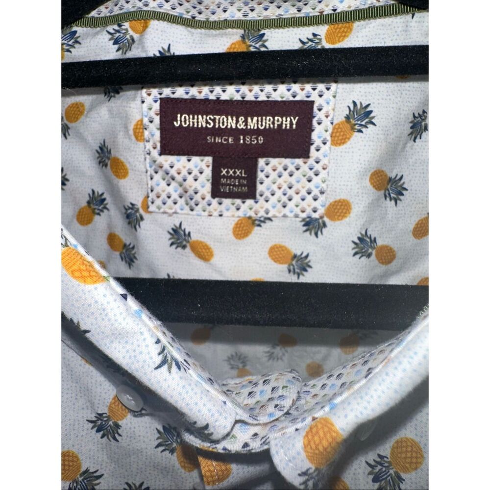 Johnston & Murphy Mens 3XL XXXL Pineapple Short Sleeve Fall Shirt Button Up